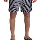 Elegant Gray Zebra Print Swim Trunks