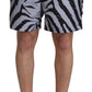 Elegant Gray Zebra Print Swim Trunks