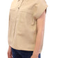 Sleeveless Beige Cotton Tank Top with Brooches