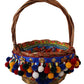 Multicolor Embellished Wicker Tote