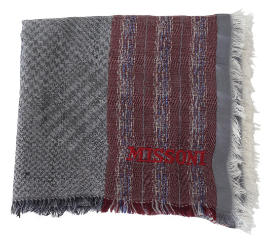 Elegant Wool Striped Logo Scarf