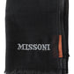 Elegant Black Wool Scarf with Embroidered Logo