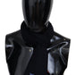 Elegant Black Wool Unisex Scarf