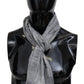 Chic Unisex Gray Wool Scarf with Logo Embroidery