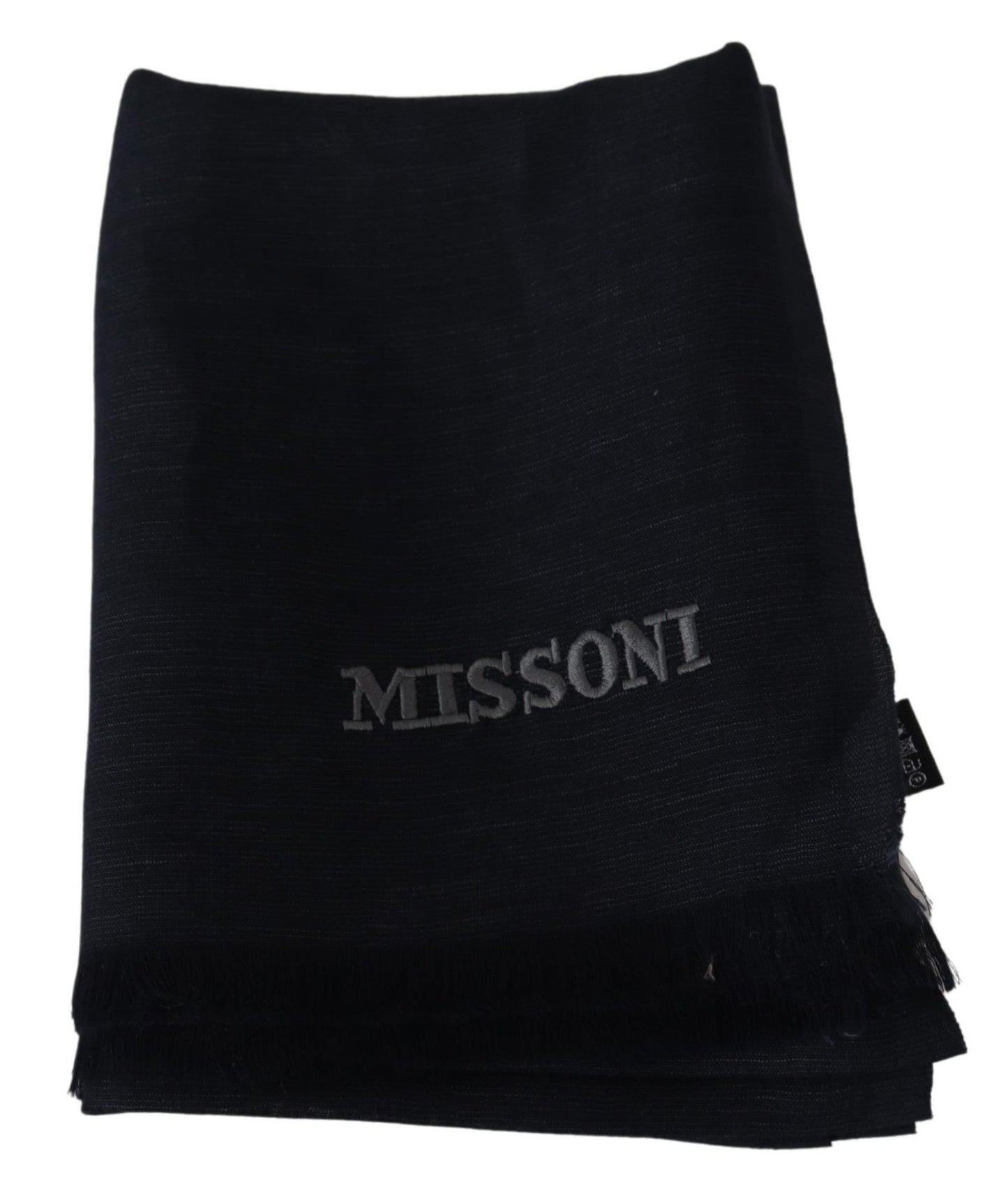 Elegant Unisex Wool Scarf with Fringes and Logo