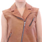 Sleeveless Leather Couture Vest in Rich Brown