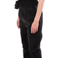 Elegant Black Leather Jumpsuit with Waist Strap