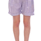 Elegant Purple Viscose Shorts - Side Zip Closure