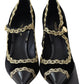 Elegant Velvet Patent Embroidered Pumps