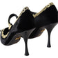 Elegant Velvet Patent Embroidered Pumps