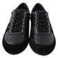 Elegant Black Leather Sport Sneakers