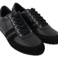 Elegant Black Leather Sport Sneakers