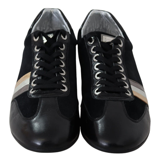 Elegant Black Leather Sport Sneakers