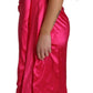 Elegant Fuchsia Silk One-Shoulder Wrap Dress