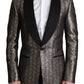 Elegant Metallic Jacquard Slim Blazer Jacket