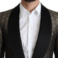 Elegant Metallic Jacquard Slim Blazer Jacket