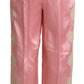 Silk Blend Satin Wide-Leg Pants in Pink