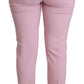 Elegant Pink High-Waisted Wool Trousers