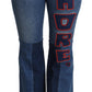 Elegant Boot Cut Denim Jeans with Amore Patch