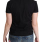 Chic Black Cotton Tee with Playful Print