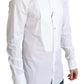 Elegant White Cotton Bib Dress Shirt