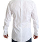 Elegant White Cotton Bib Dress Shirt