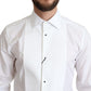 Elegant White Cotton Bib Dress Shirt