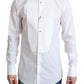 Elegant White Cotton Bib Dress Shirt