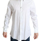 Elegant White Cotton Stretch Dress Shirt