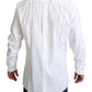 Elegant White Cotton Stretch Dress Shirt