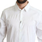 Elegant White Cotton Stretch Dress Shirt