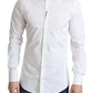 Elegant White Cotton Stretch Dress Shirt