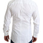 Elegant White Cotton Stretch Dress Shirt