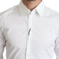 Elegant White Cotton Stretch Dress Shirt