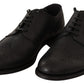 Elegant Black Leather Derby Wingtip Shoes