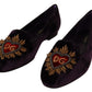 Chic Purple Velvet Loafers with Heart Detail