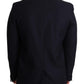 Elegant Dark Blue Virgin Wool Men's Coat