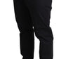 Elegant Black Stretch Cotton Trousers