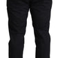 Elegant Black Stretch Cotton Trousers