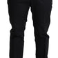 Elegant Black Stretch Cotton Trousers