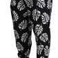 Elegant Palm Leaf Print Cotton Trousers