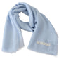 Elegant Light-Blue Cashmere Scarf with Fringes