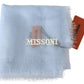 Elegant Light-Blue Cashmere Scarf with Fringes