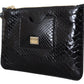 Exotic Leather Black Wristlet Wallet