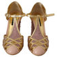 Silk-Infused Leather Crystal Pumps in Pink Gold