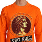 Regal Crewneck Cotton Sweater in Orange