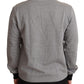 Elegant Gray Crown Motif Crewneck Sweater