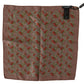 Elegant Brown Silk Pocket Square with Carrot Print