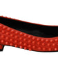 Vibrant Orange Pointed Leather Flats