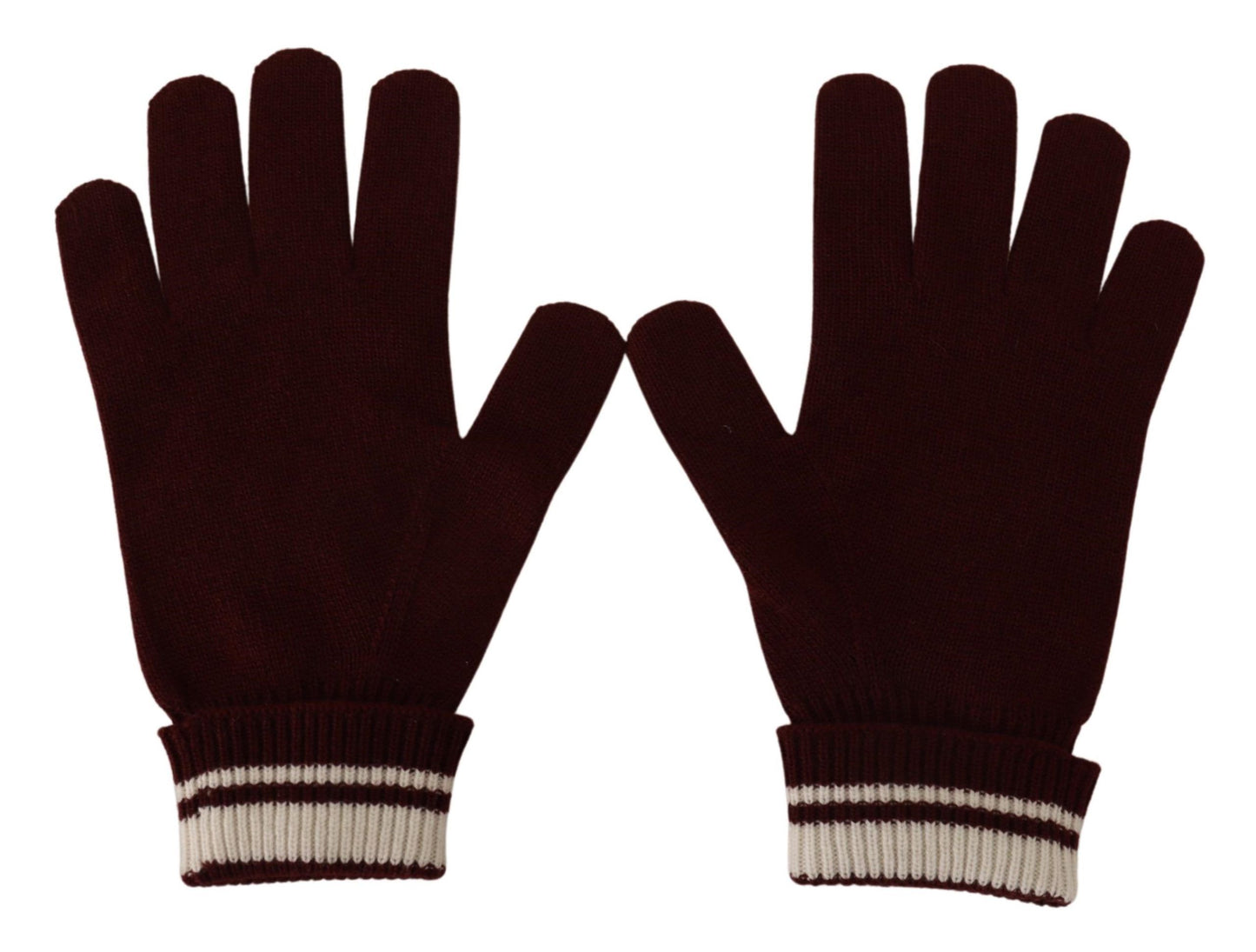 Elegant Red Cashmere Gloves with Crown Motif